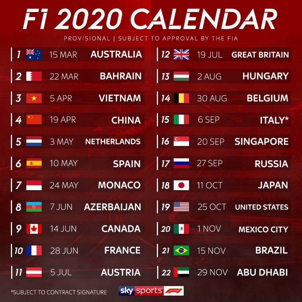 Incredible 2020 F1 Race Calendar In 2021 Race Calendar