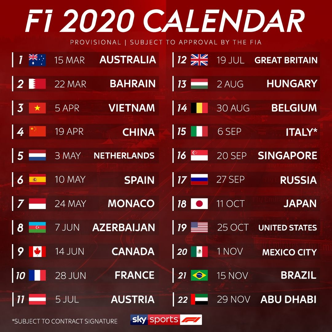 Incredible 2020 F1 Race Calendar In 2021 Race Calendar 