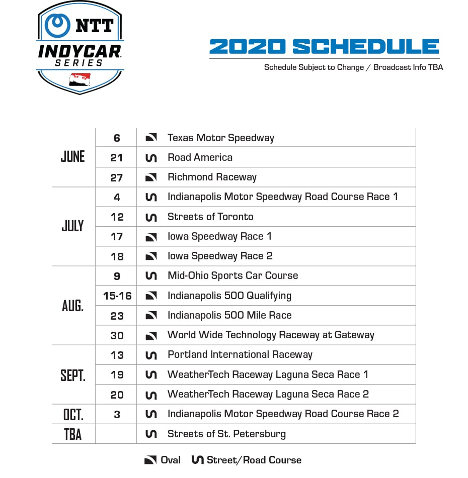 IndyCar Announces Updated 2020 Schedule RacingJunk News