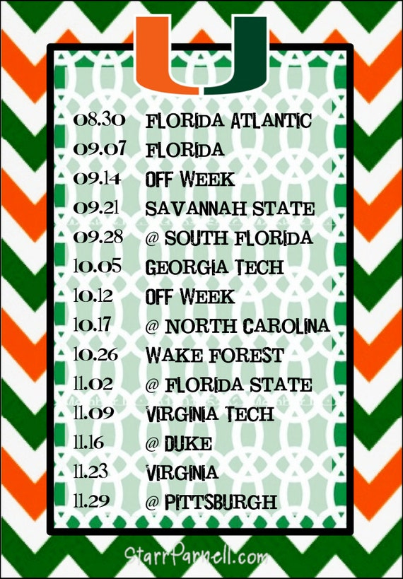 Items Similar To Printable Miami Hurricanes Football 