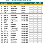 Jacksonville Jaguars Football Schedule Print Schedule