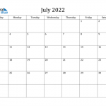 July 2022 Calendar PDF Word Excel
