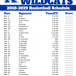 Kentucky Basketball Schedule 2019 20 Printable All