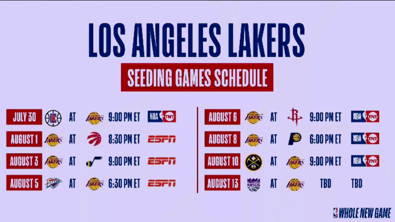 Lakers Schedule NBA 2020 Fixtures Laker s Matches 