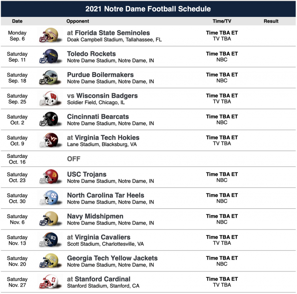 Printable Notre Dame Football Schedule 2022 - Printable Schedule