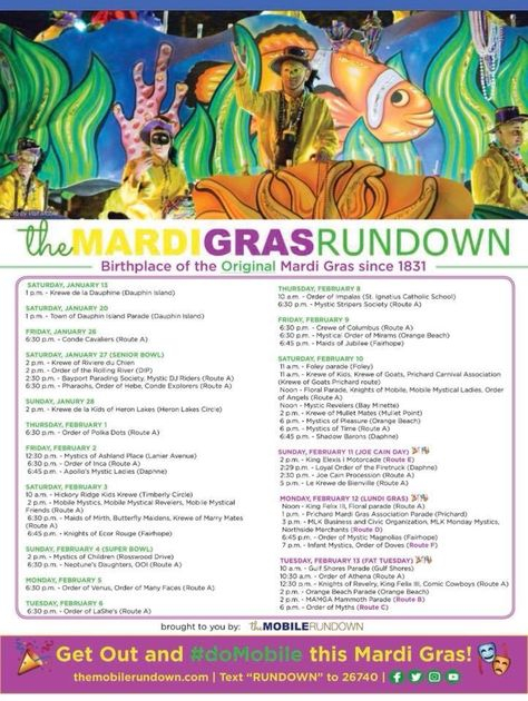 Mobile Mardi Gras Parade Schedule With Images Mardi 