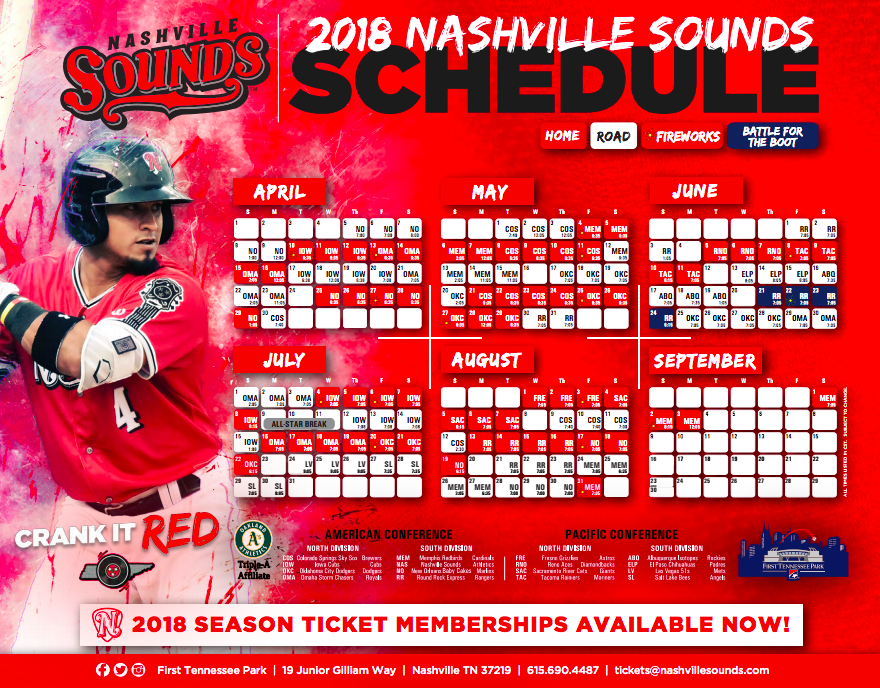 Nashville Sounds 2018 Tickets Schedule Nashville Guru