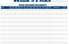 NFL Week 9 Picks Master Sheet Grid 2020