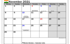 November 2021 Calendars Public Holidays Michel Zbinden EN