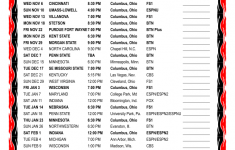 Ohio State Basketball Printable Schedule NFL Schedules
