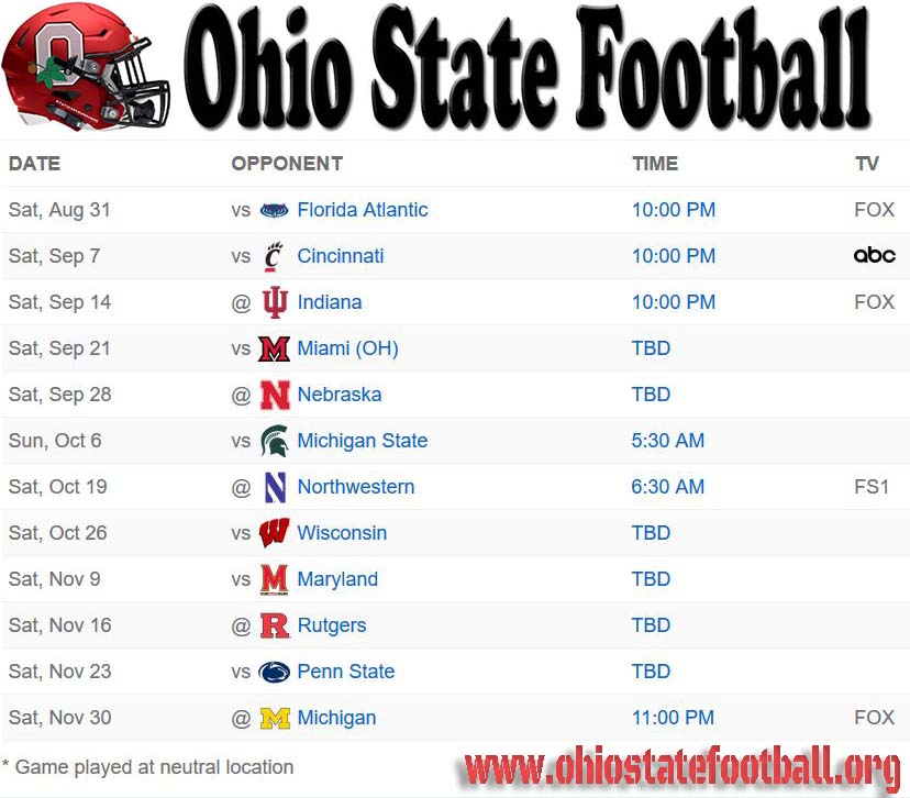 Ohio State Football Schedule Ohio State Football 