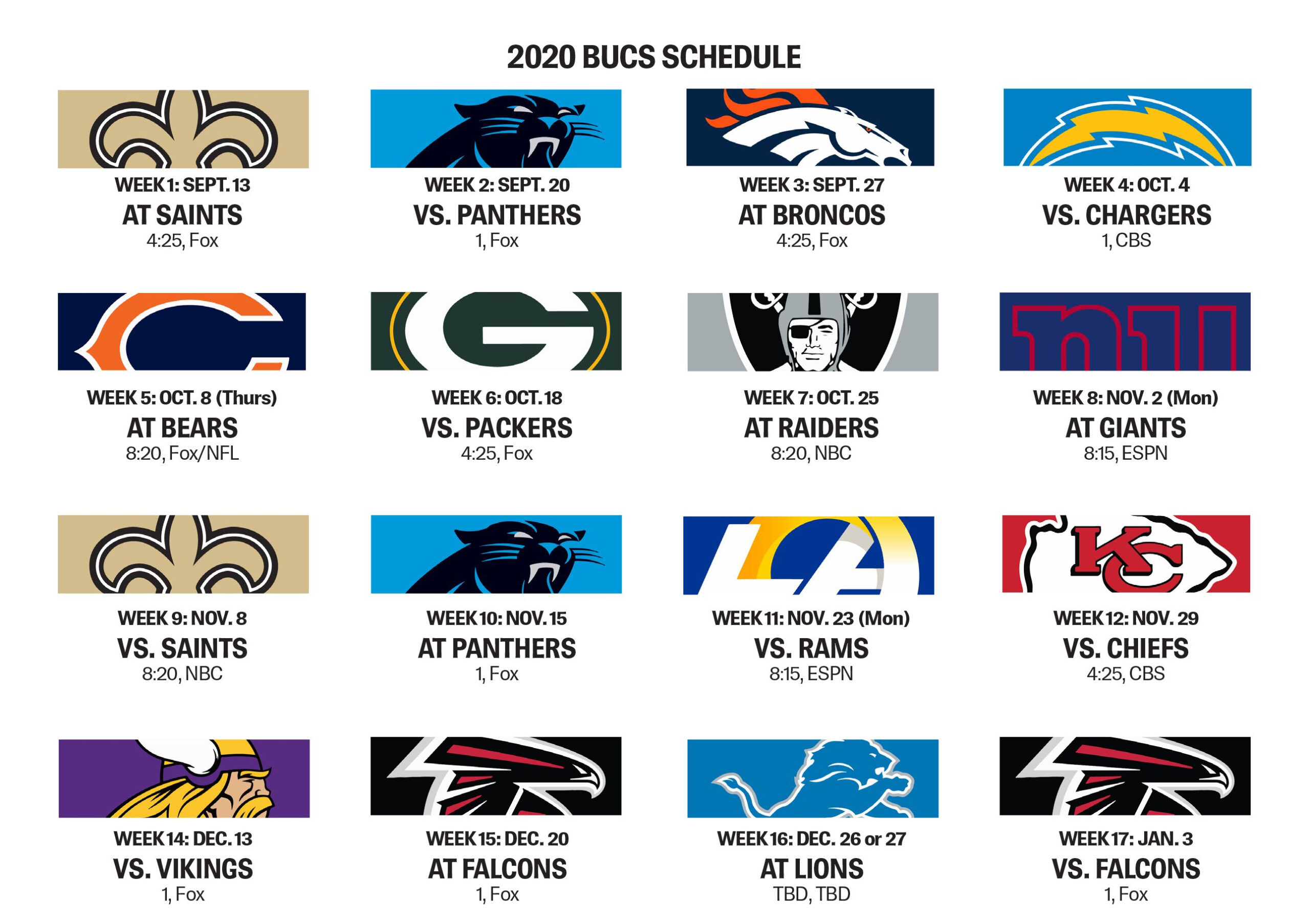 Packers Schedule 2020 Printable Bucs Open With Saints 