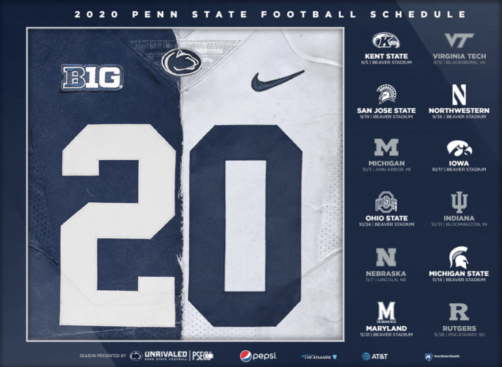 Penn State Football Releases Digital 2020 Schedule Posters