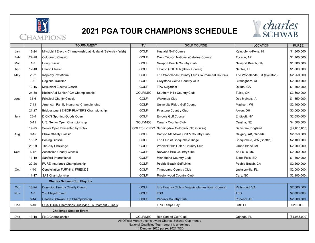 pga pro tour schedule