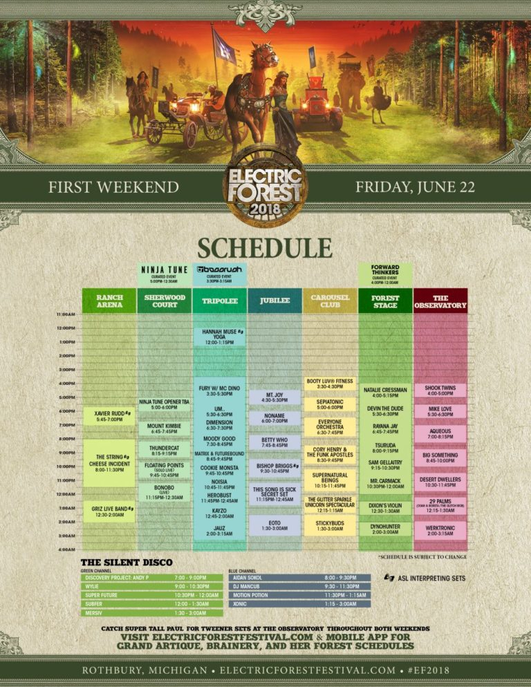Plan Out Your Electric Forest 2018 Schedule For Both 