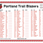 Portland Trail Blazers Printable Schedule 2021 22