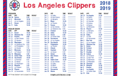 Printable 2018 2019 Los Angeles Clippers Schedule