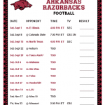 Printable 2018 Arkansas Razorbacks Football Schedule