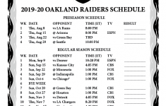 Printable 2019 2020 Oakland Raiders Schedule