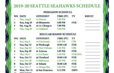 Printable 2019 2020 Seattle Seahawks Schedule Seahawks