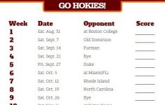 Printable 2019 Virginia Tech Hokies Football Schedule