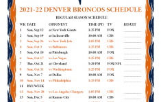 NFL 2021 2022 Denver Broncos Printable Schedule