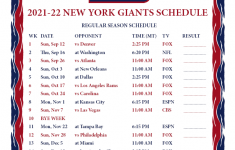 Printable 2021 2022 New York Giants Schedule Printable