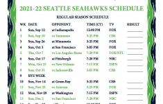 Printable Seahawks Schedule 2021-2022