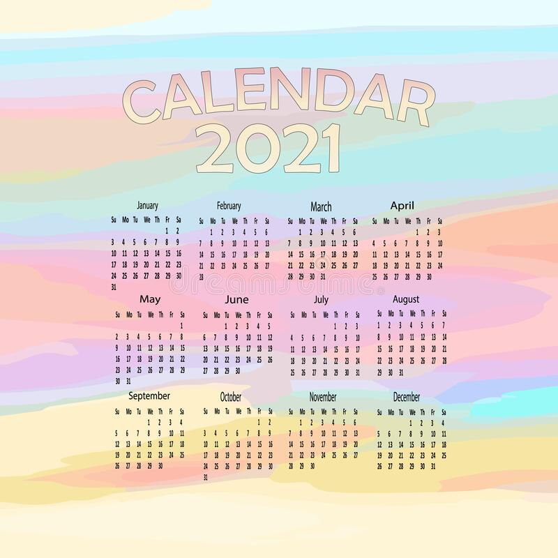 Printable 2021 Yearly Calendar Template In Simple Design 