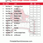 Printable Arkansas Razorbacks Football Schedule 2016