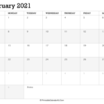 Printable Calendar February 2021 With Holidays
