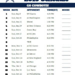 Printable Dallas Cowboys Schedule 2019 Season Dallas
