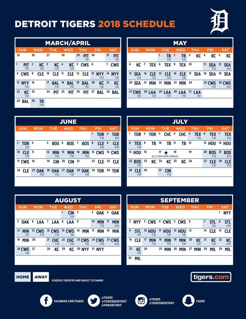 Detroit Tigers Spring Training Schedule 2022 Printable | Printable Schedule