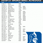 Printable Duke Basketball Schedule Acc Basketball