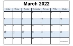Printable March 2022 Calendar Template PDF Word Excel