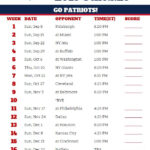 Printable New England Patriots Schedule 2019 Season