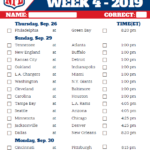 Printable NFL Week 4 Schedule Pick Em Pool 2019