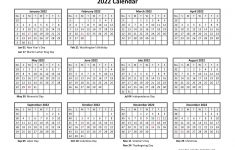 Printable Yearly Calendar 2022 Free Calendar Template
