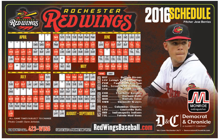 Red Wings Schedule PDF Version Rochester Red Wings 