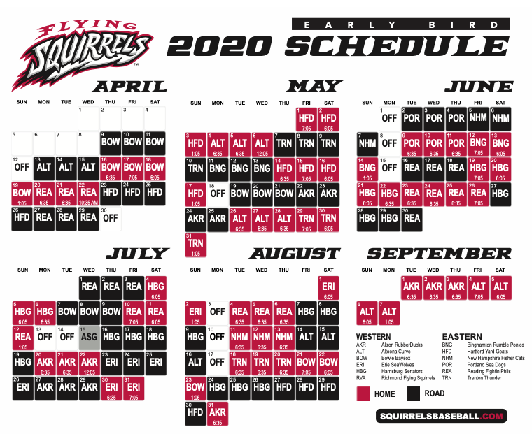 Richmond Flying Squirrels Announce Full 2020 Game Schedule 