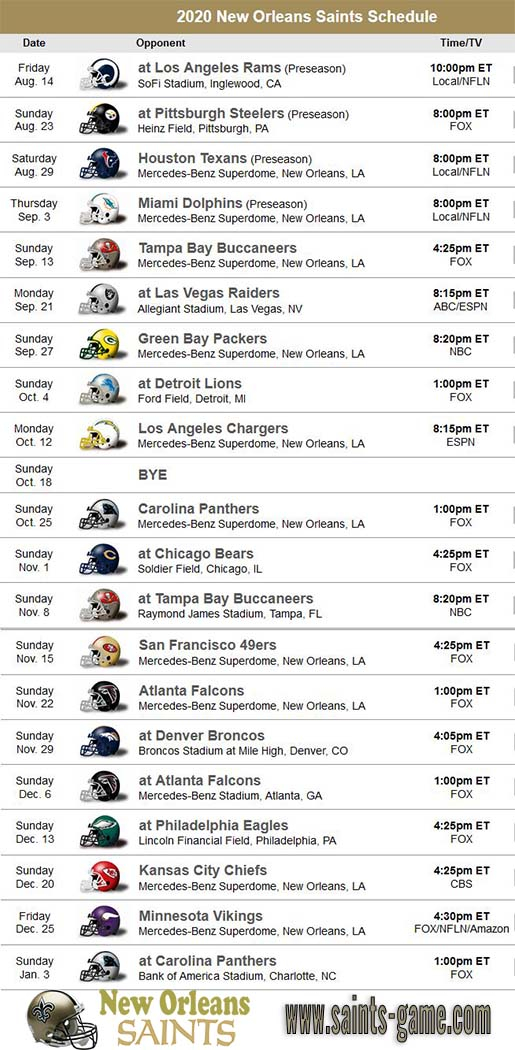 Saints Game Live Stream New Orleans Saints TV Schedule 