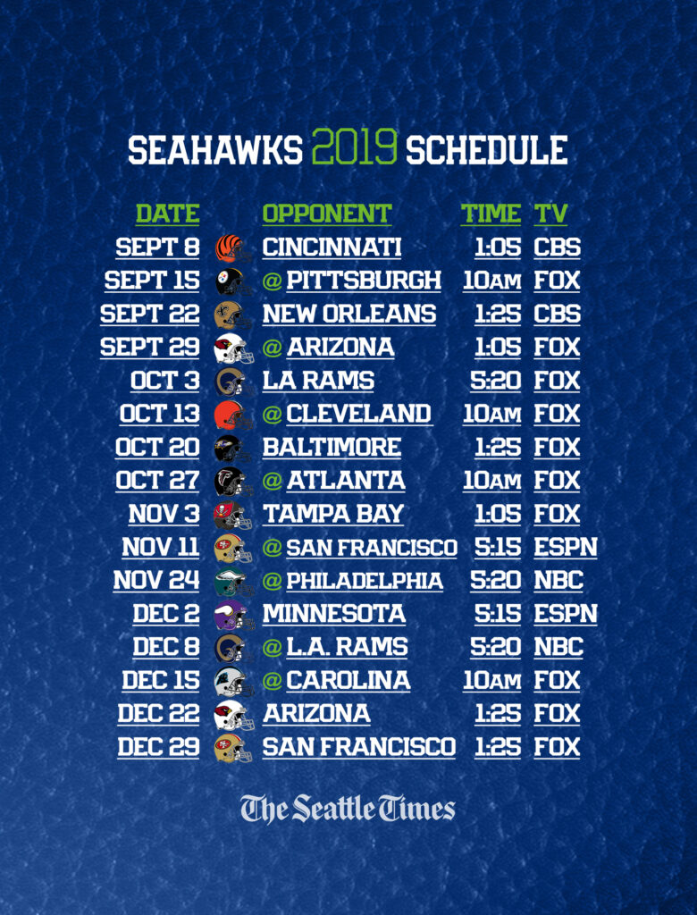 Seahawks 2019 Regular Season Schedule Is Set Seattle