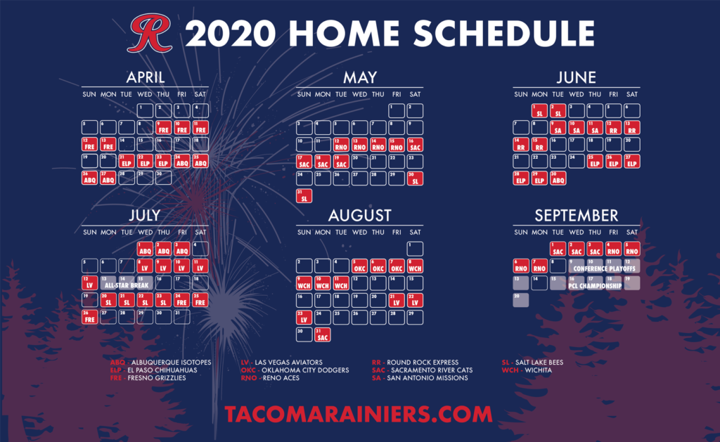 Tacoma Rainiers 2020 Home Schedule We R Tacoma