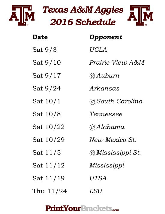 Texas A M Football Schedule By Year TEXASXO