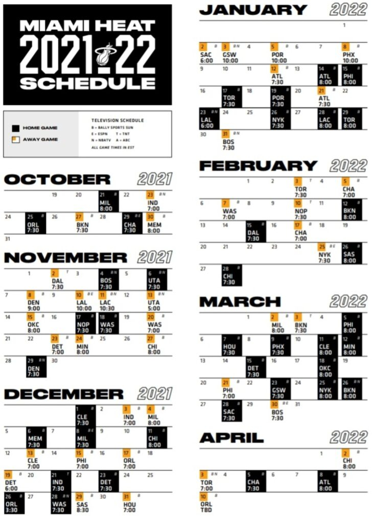 The Miami Heat s Complete Schedule For The 2021 22 Season 