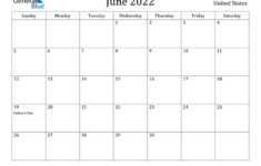 United States June 2022 Calendar With Holidays