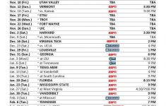 University Of Kentucky Printable Basketball Schedule