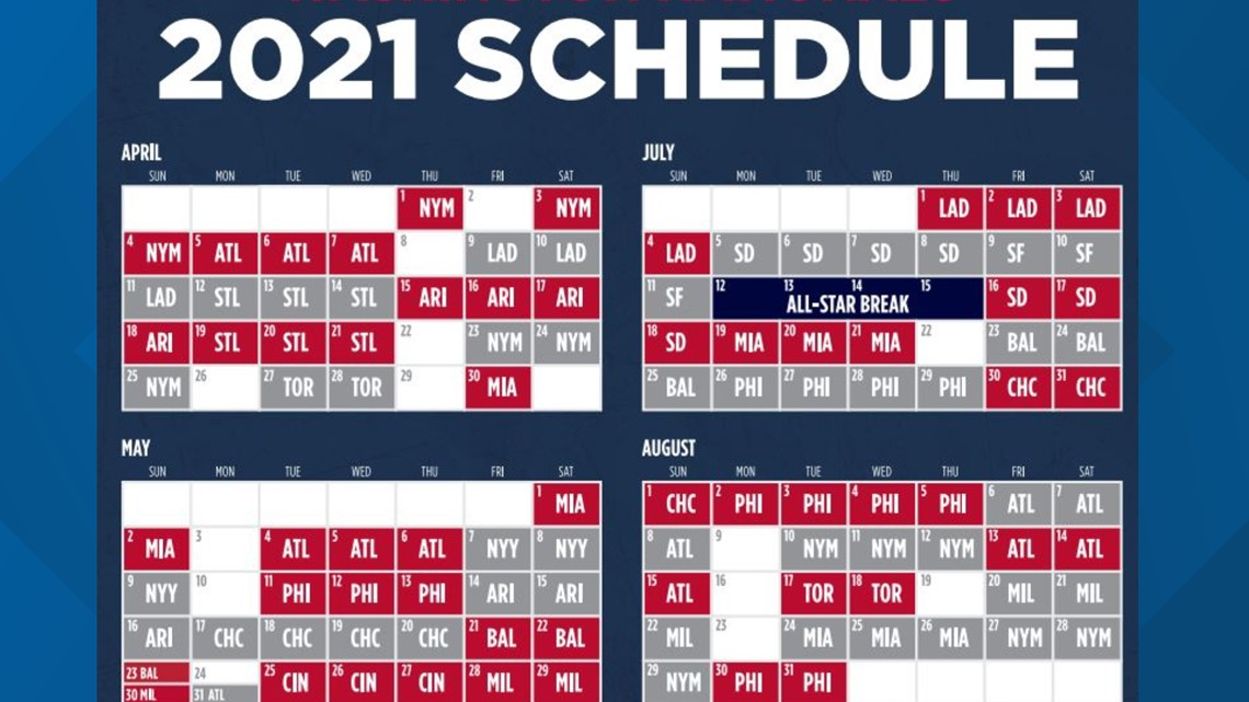 Washington Nationals 2021 Season List Of Games And 