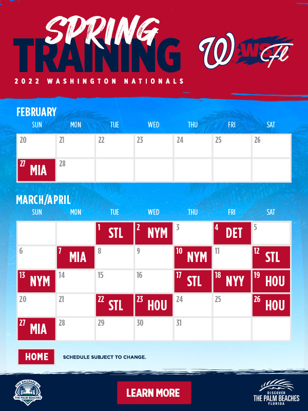Washington Nationals Announce Spring Training Schedule For 
