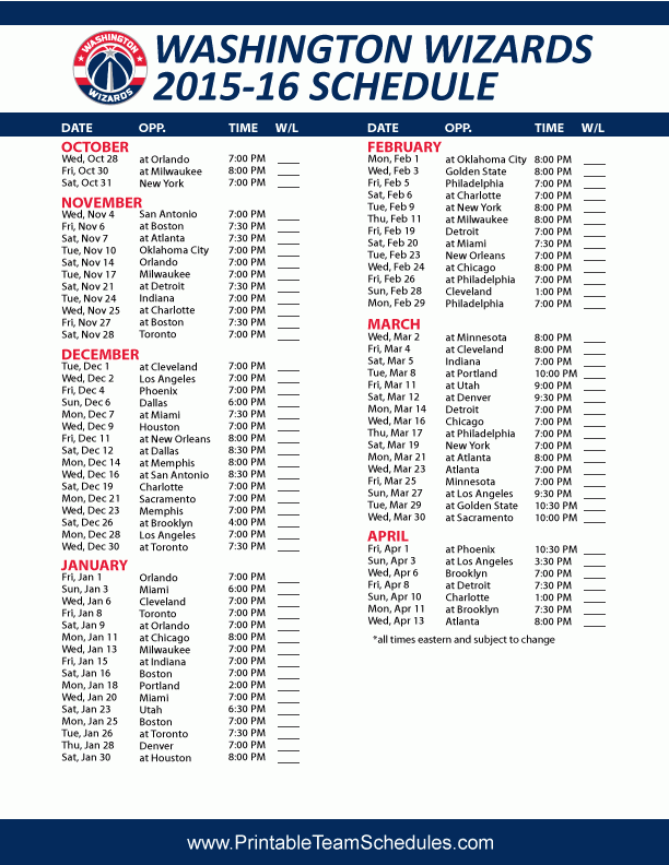 Washington Wizards Schedule 2016 San Antonio Spurs 